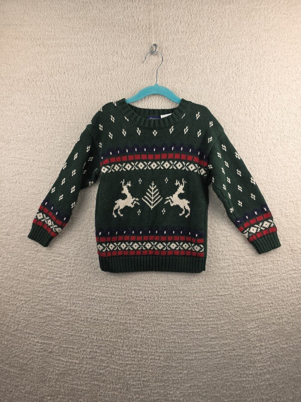 Great Guy Vitnage Children's Sweater With Reindeer and Tree Pattern Size 5